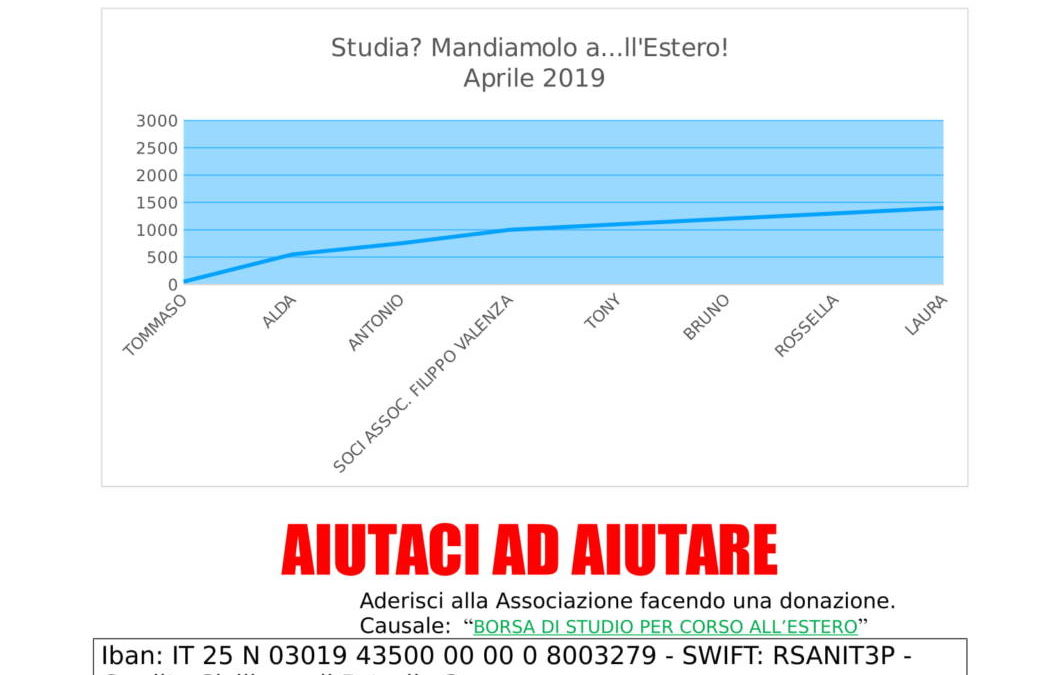 BORSA DI STUDIO PER CORSO DI LINGUE ALL’ESTERO, SI ALZA L’ASTA DELLE DONAZIONI!